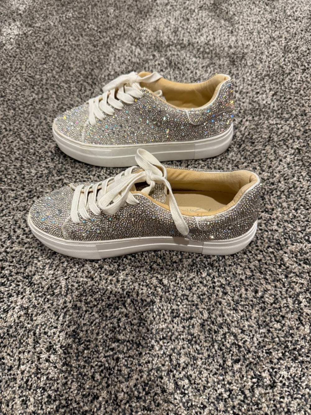 Betsey Johnson Silver Crystal Embellished Women's Sneakers - Picture 3 of 4